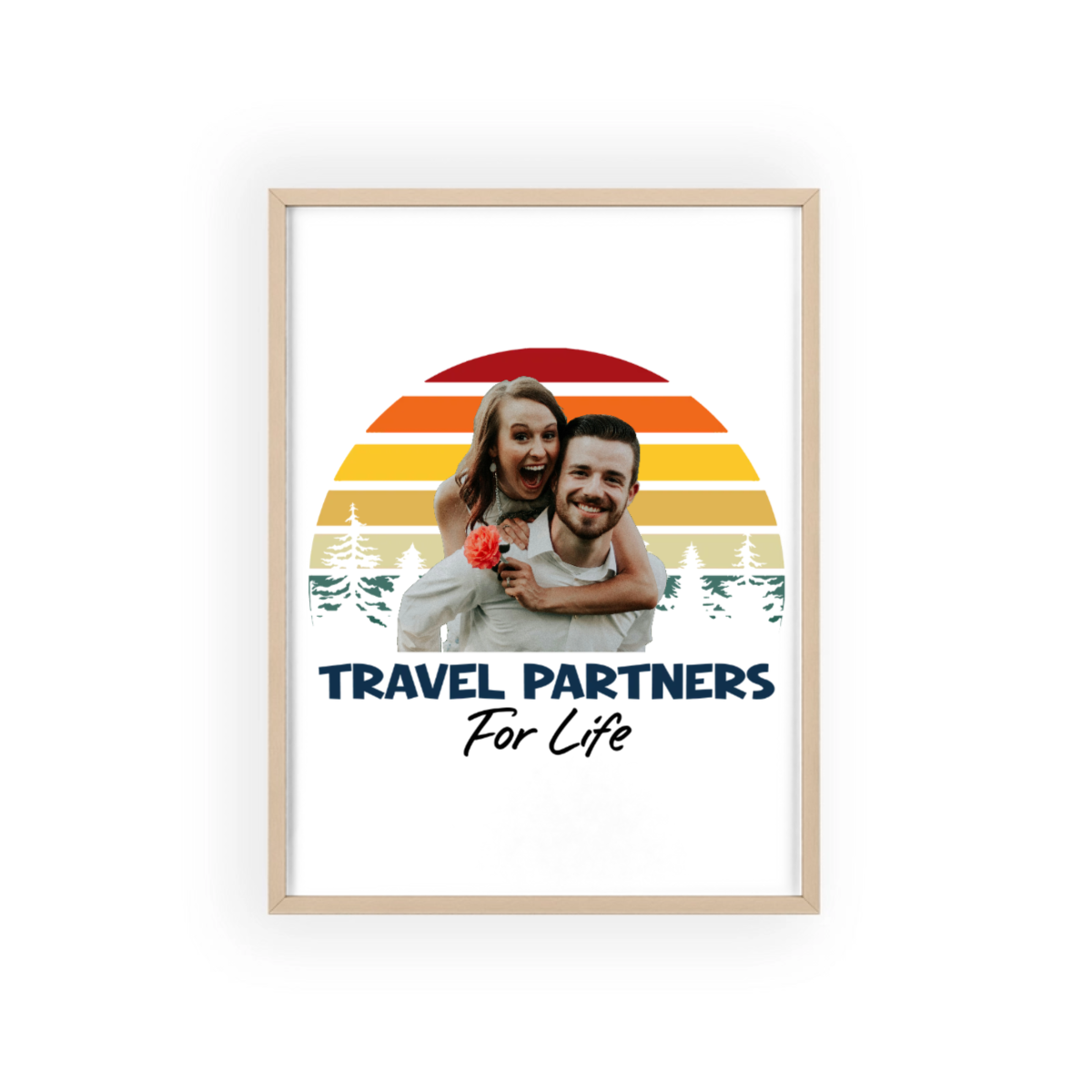 Reisepartner fürs Leben Bild Upload Poster mit Holzrahmen
