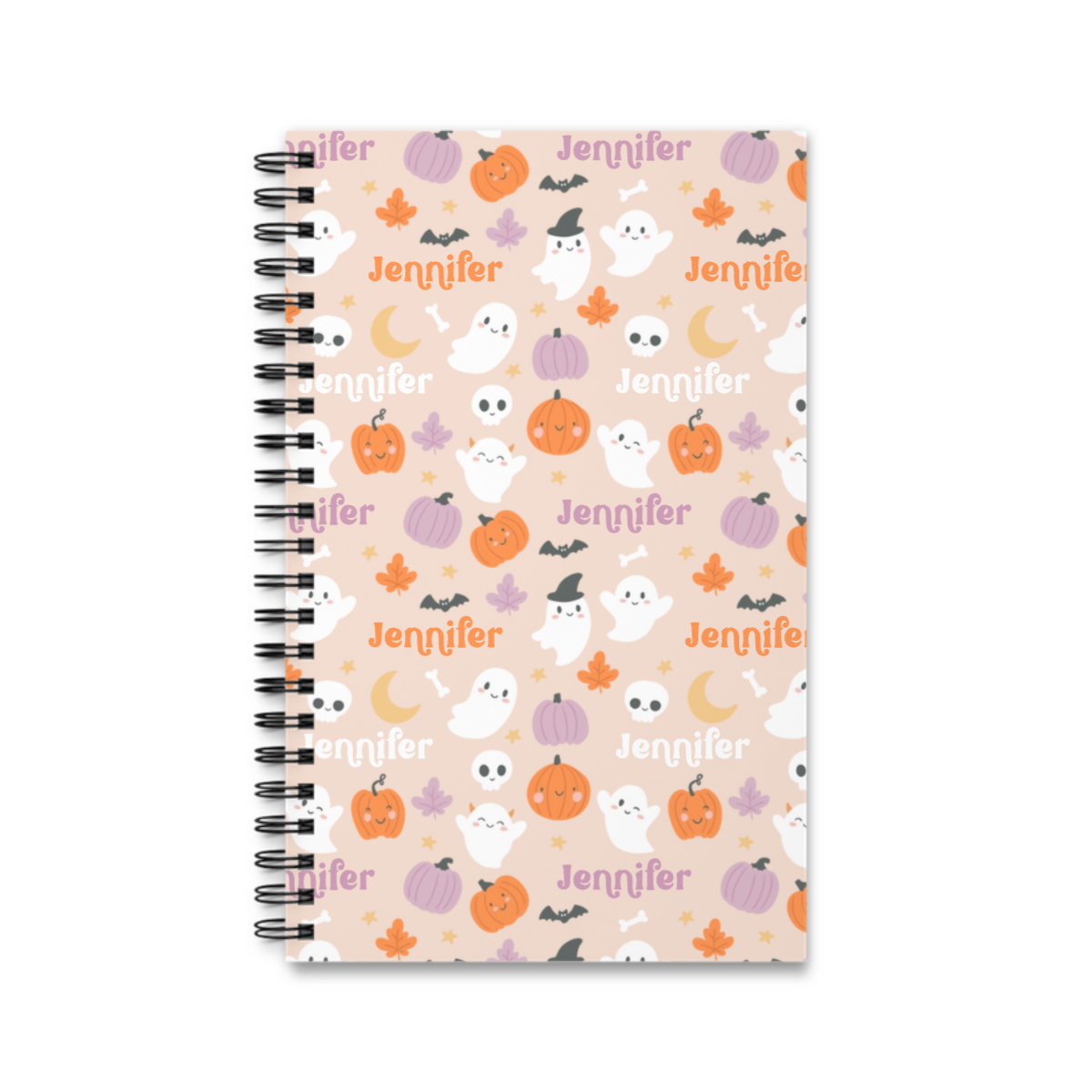 Namensmuster Halloween Spiralnotizbuch