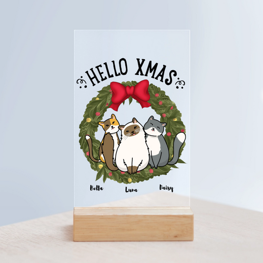 Hallo Xmas Weihnacht Acrylschild mit Holzständer