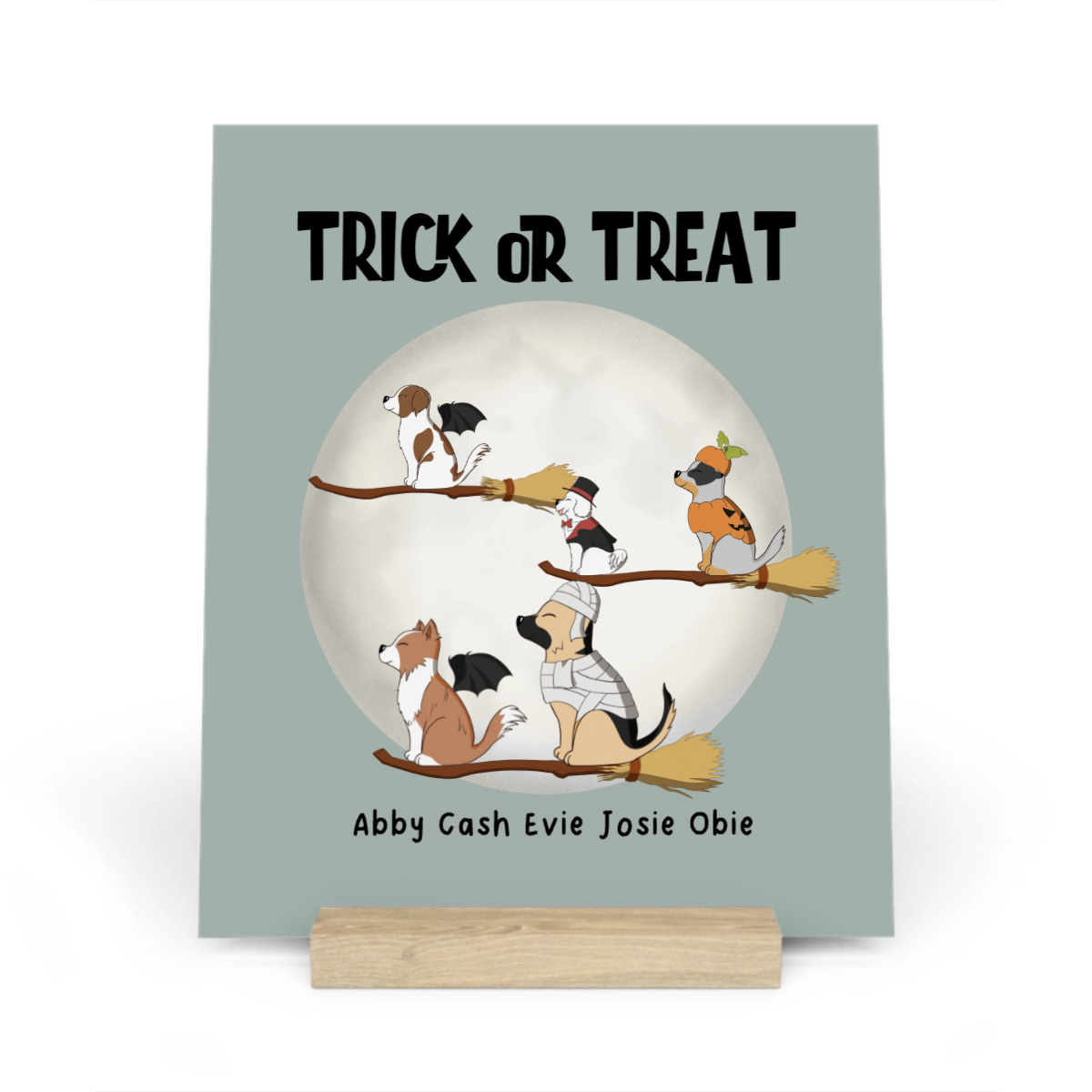 Süßes oder Saures Hunde Halloween Galerietafel mit Ständer