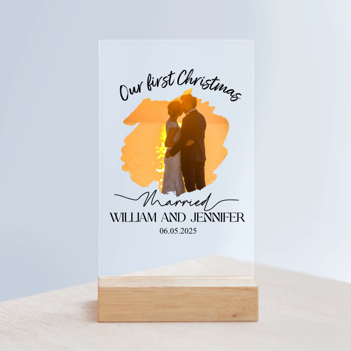 Verheiratet Acrylschild mit Holzständer
