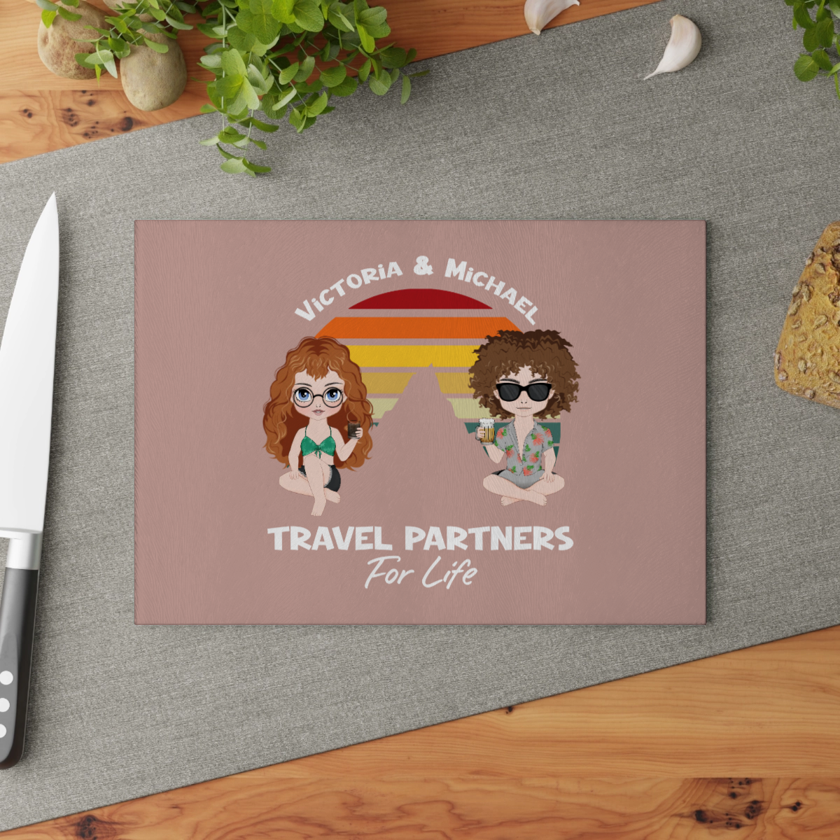 Reisepartner fürs Leben Glasschneidebrett