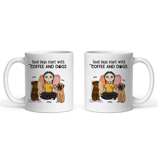Gute Tage beginnen mit Kaffee und Hunden Keramiktasse