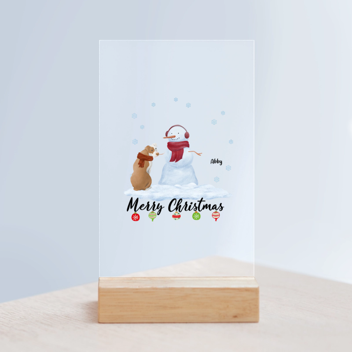 Frohe Haustier Weihnachten Acrylschild mit Holzständer
