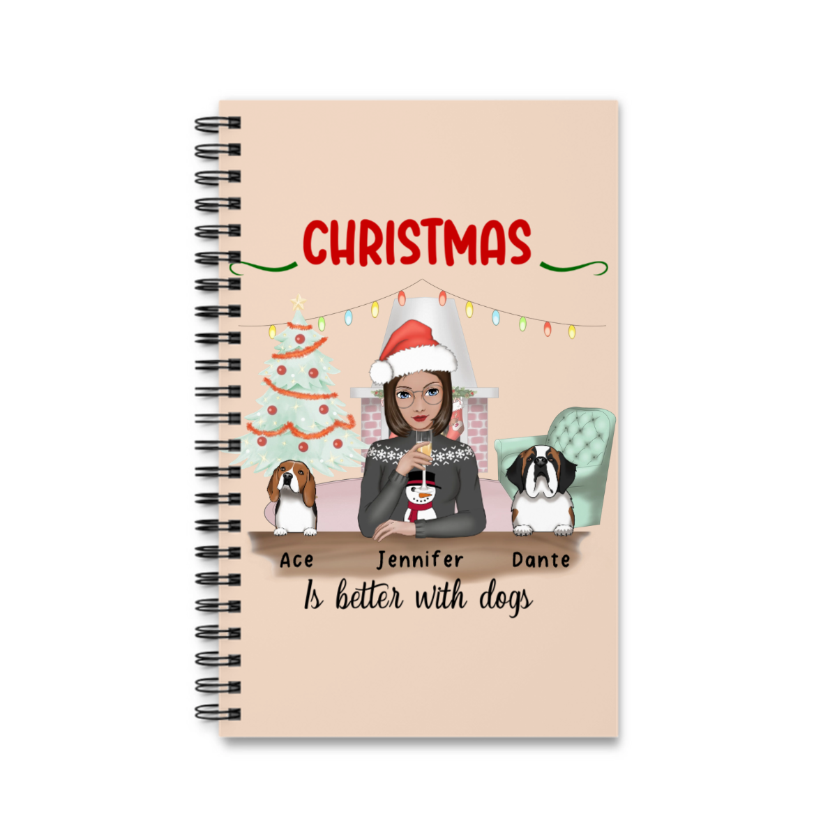 Weihnachten ist schöner mit Hunden Spiralnotizbuch