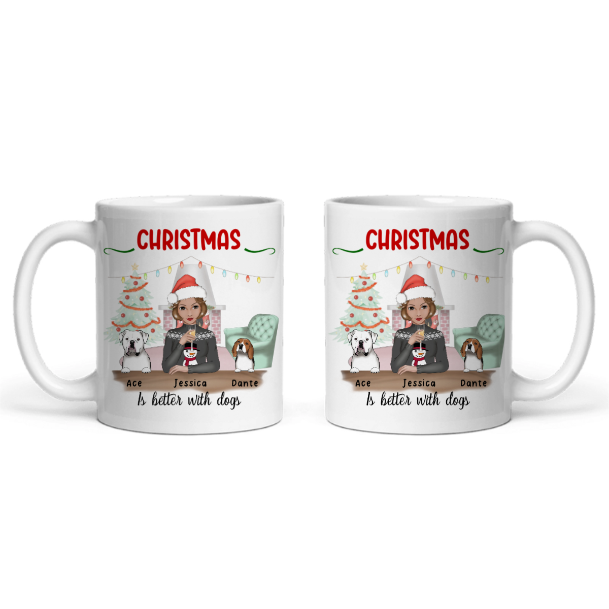 Weihnachten ist schöner mit Hunden Keramiktasse