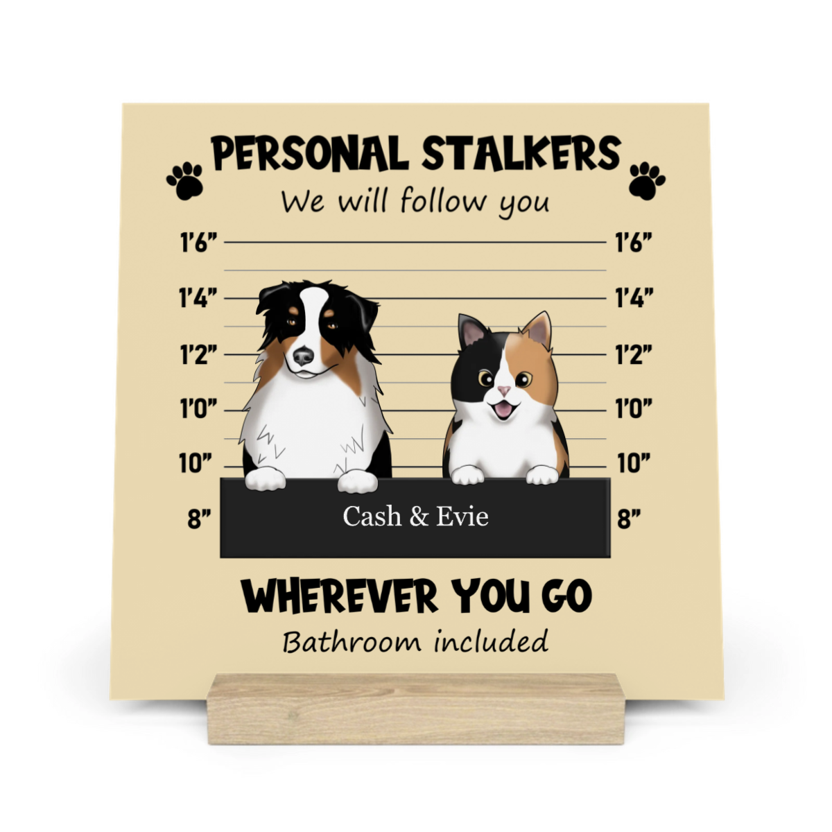 Persönliche Stalker Galerietafel mit Ständer