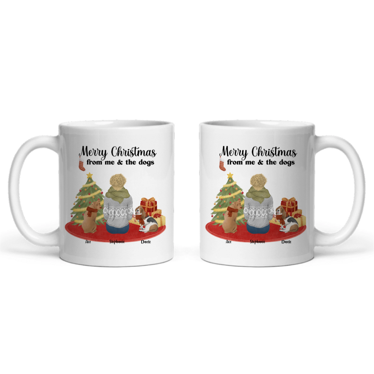Frohe Weihnachten von mir und den Hunden Keramiktasse