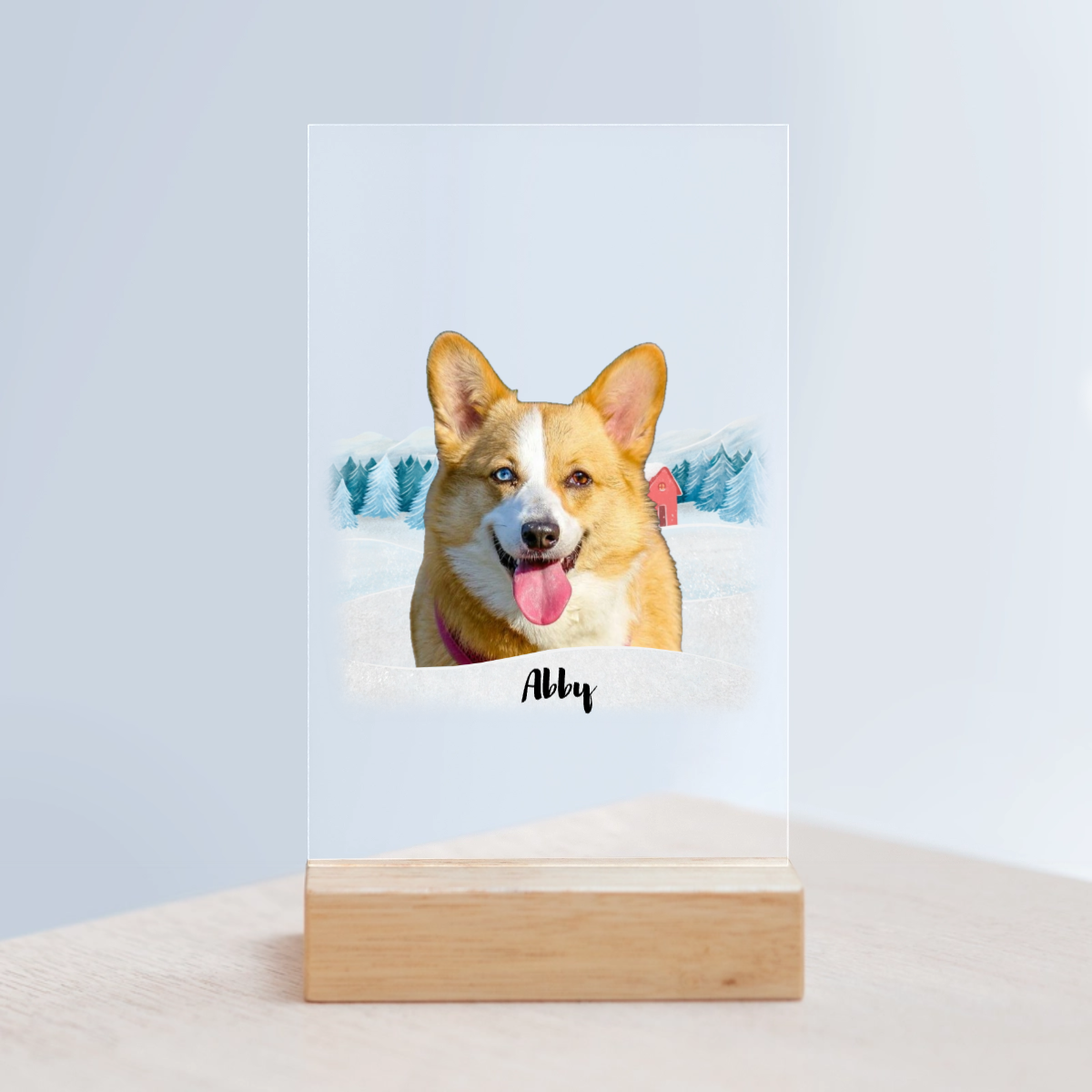 Weihnachten mit meinem Haustier Acrylschild mit Holzständer