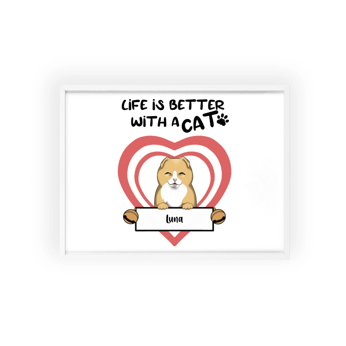 Das Leben ist schöner mit Katzen Poster mit Holzrahmen