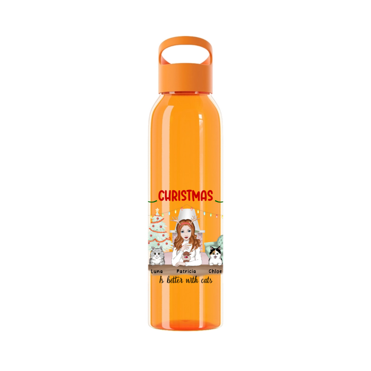 Weihnachten ist schöner mit Katzen Wasserflasche 650 ml