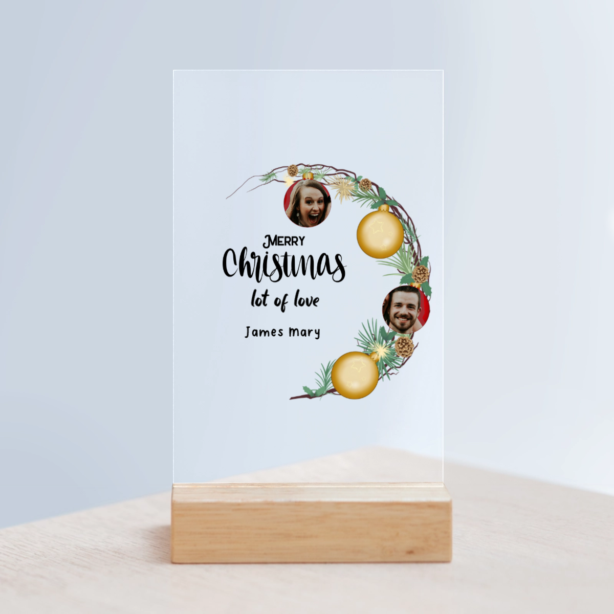 Frohe Weihnachten Acrylschild mit Holzständer