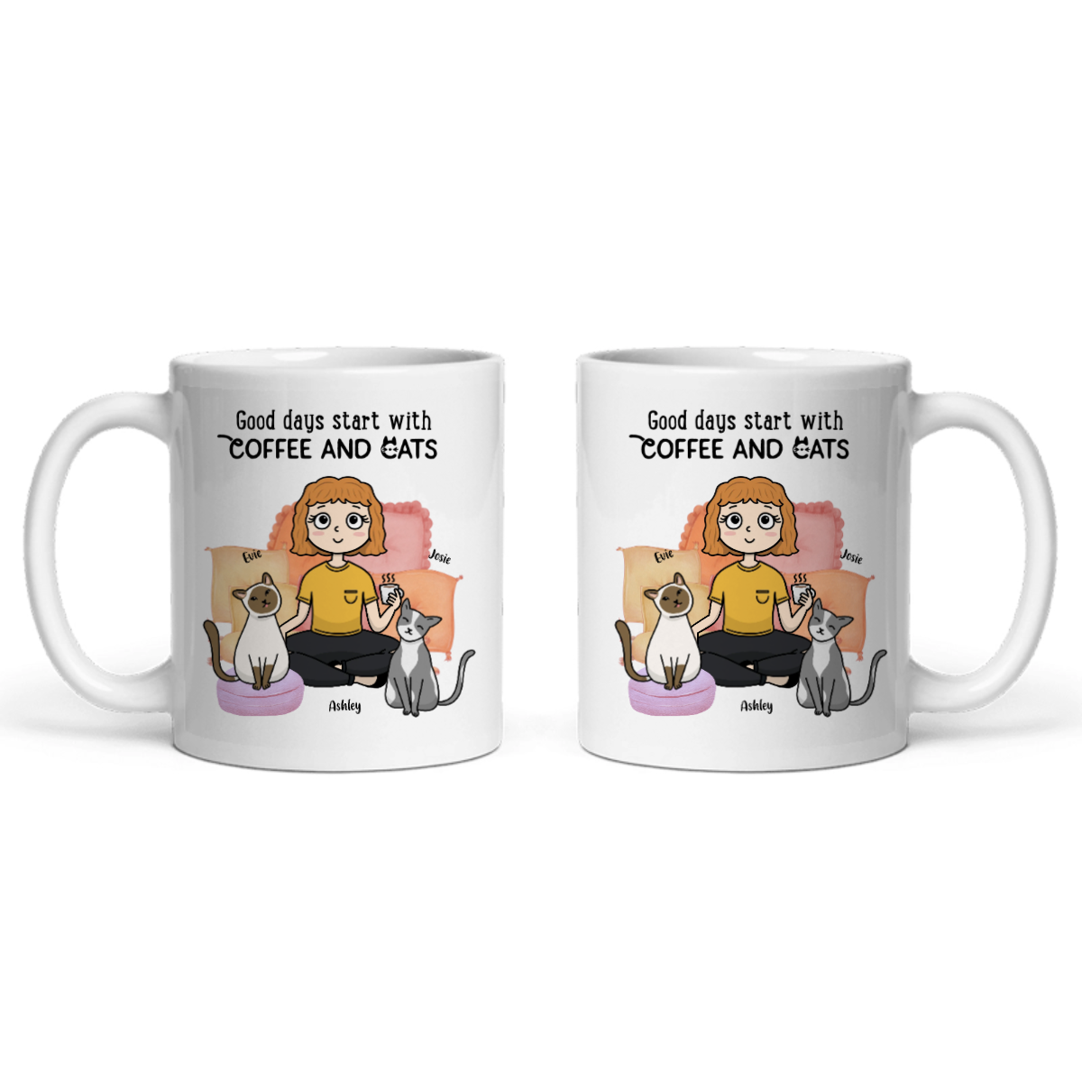 Gute Tage beginnen mit Kaffee und Katzen Keramiktasse