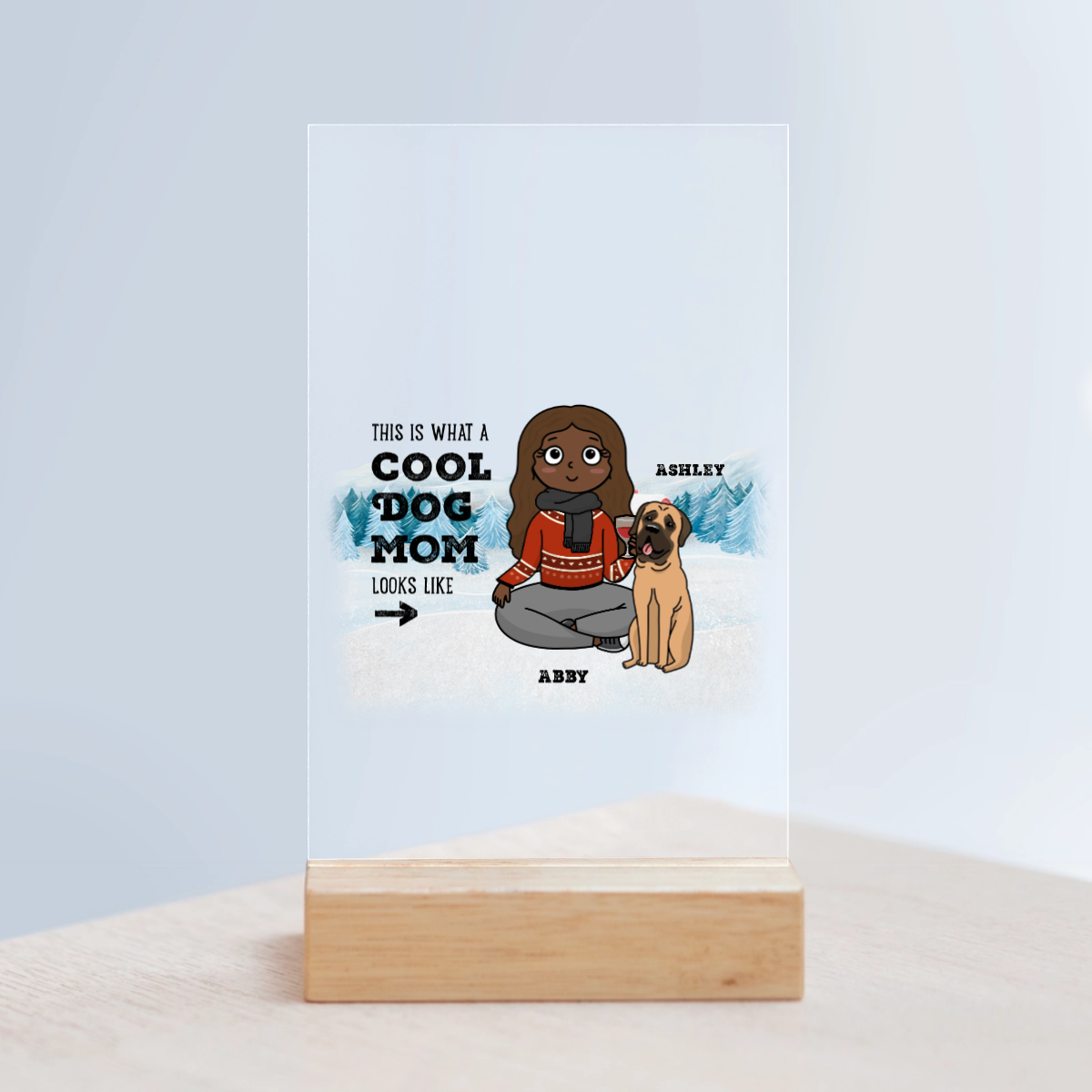 Coole Haustiermama Weihnacht Acrylschild mit Holzständer