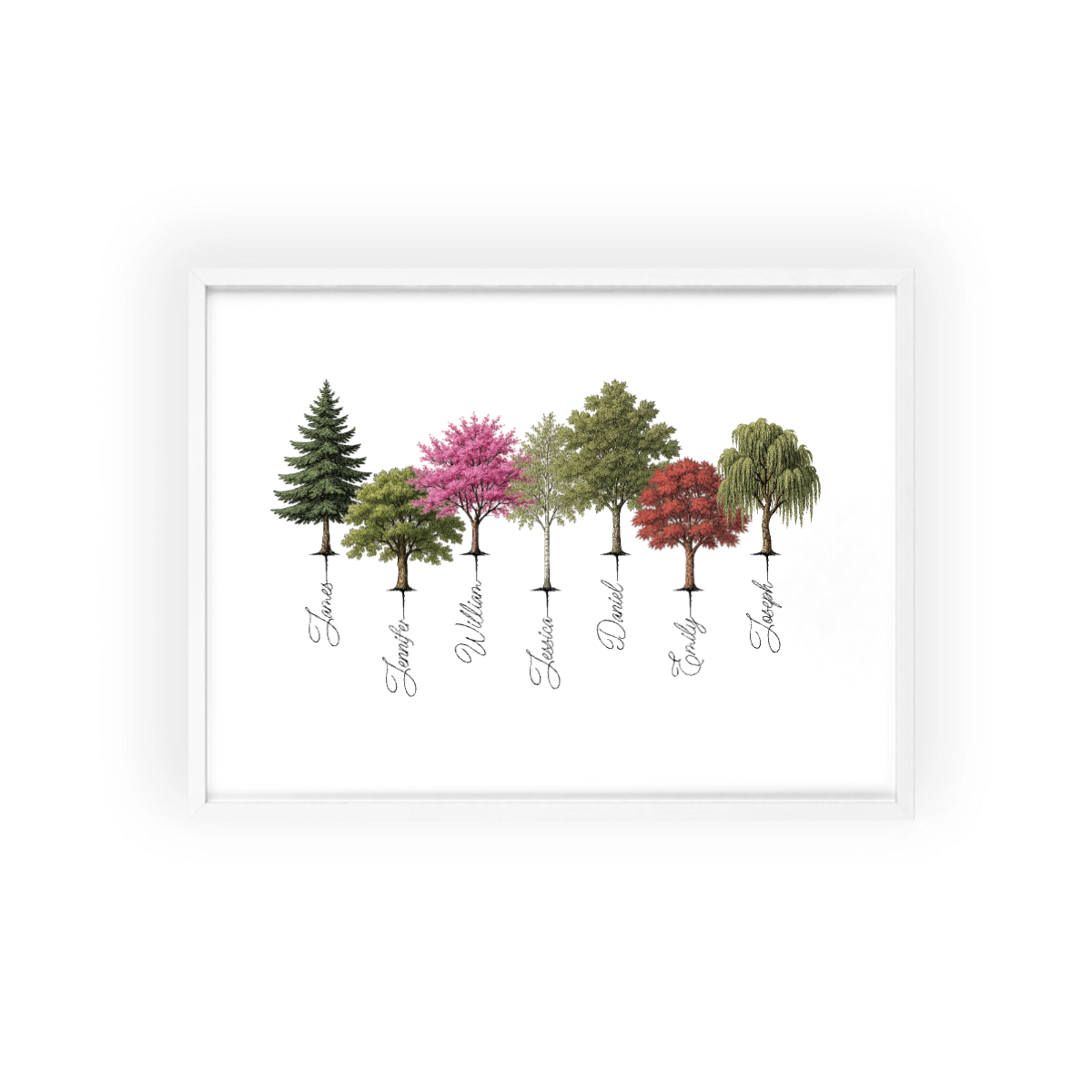 Personalisiertes Baumposter mit Holzrahmen