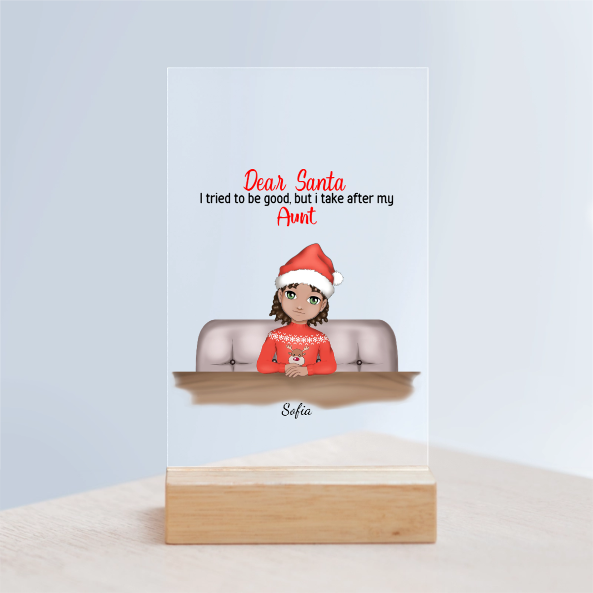 Lieber Weihnachtsmann Acrylschild mit Holzständer