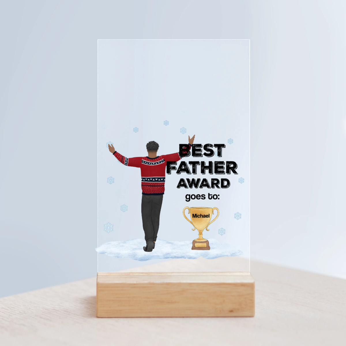 Bester Vater Auszeichnung Weihnacht Acrylschild mit Holzständer