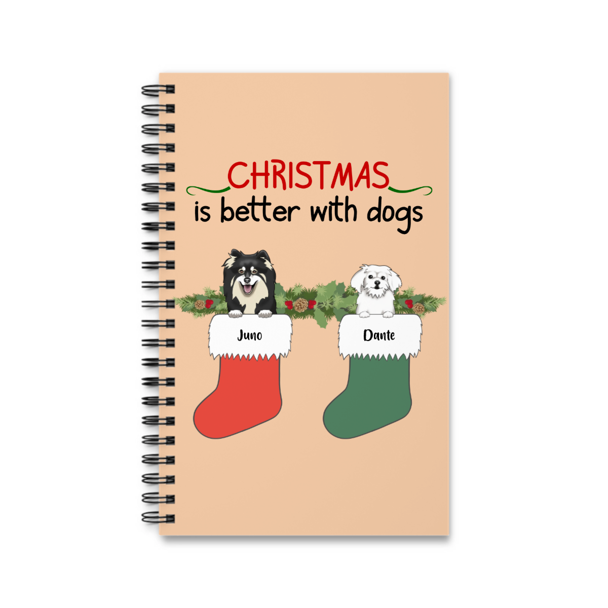 Weihnachten ist schöner mit Hunden Spiralnotizbuch