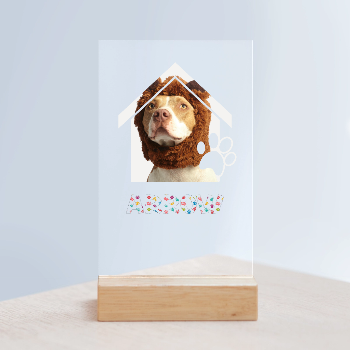 Haustierfoto Acrylschild mit Holzständer