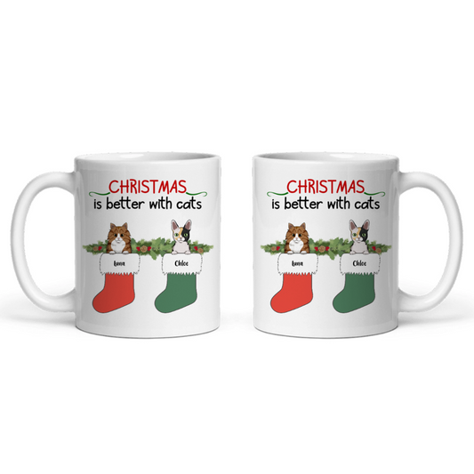 Weihnachten ist schöner mit Katzen Keramiktasse