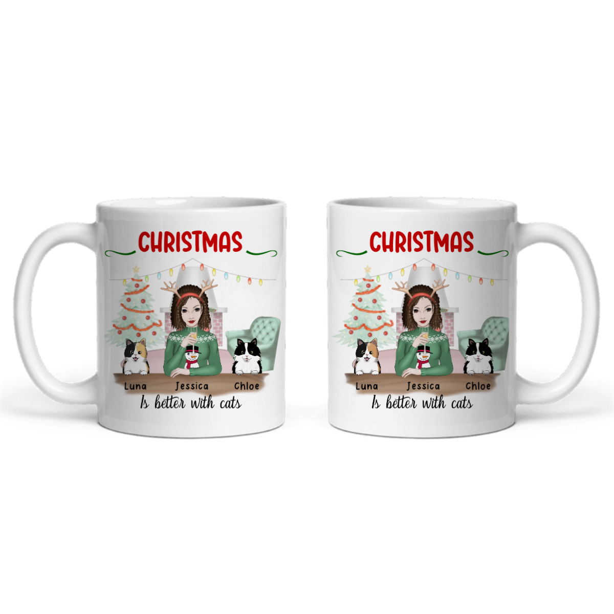 Weihnachten ist schöner mit Katzen Keramiktasse