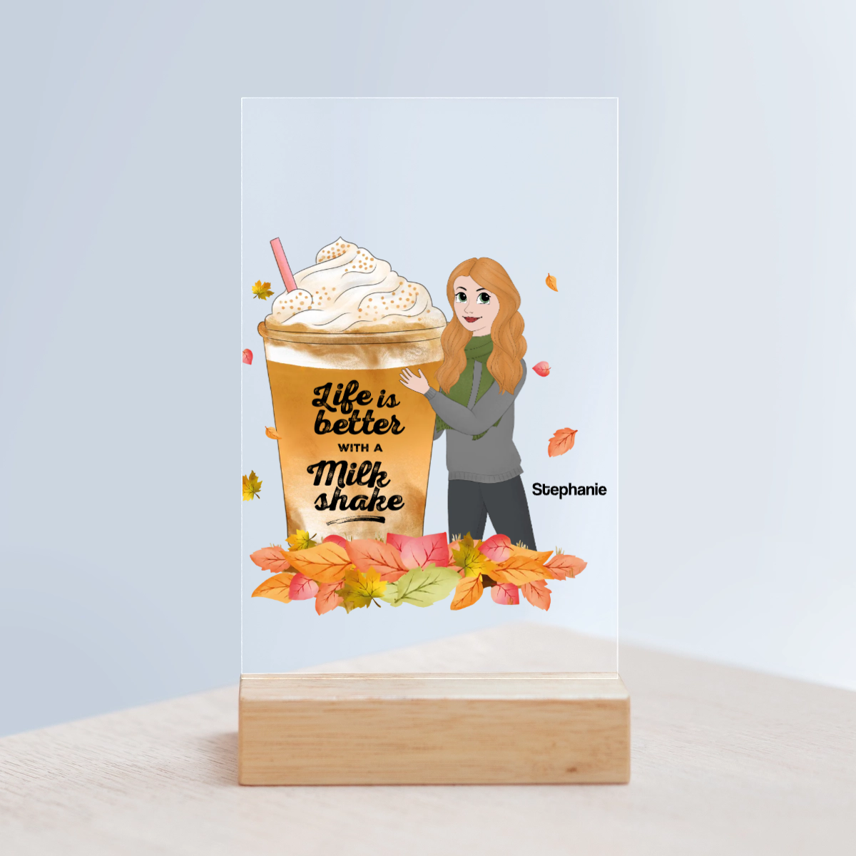 Das Leben ist besser mit einem Getränk Acrylschild mit Holzständer