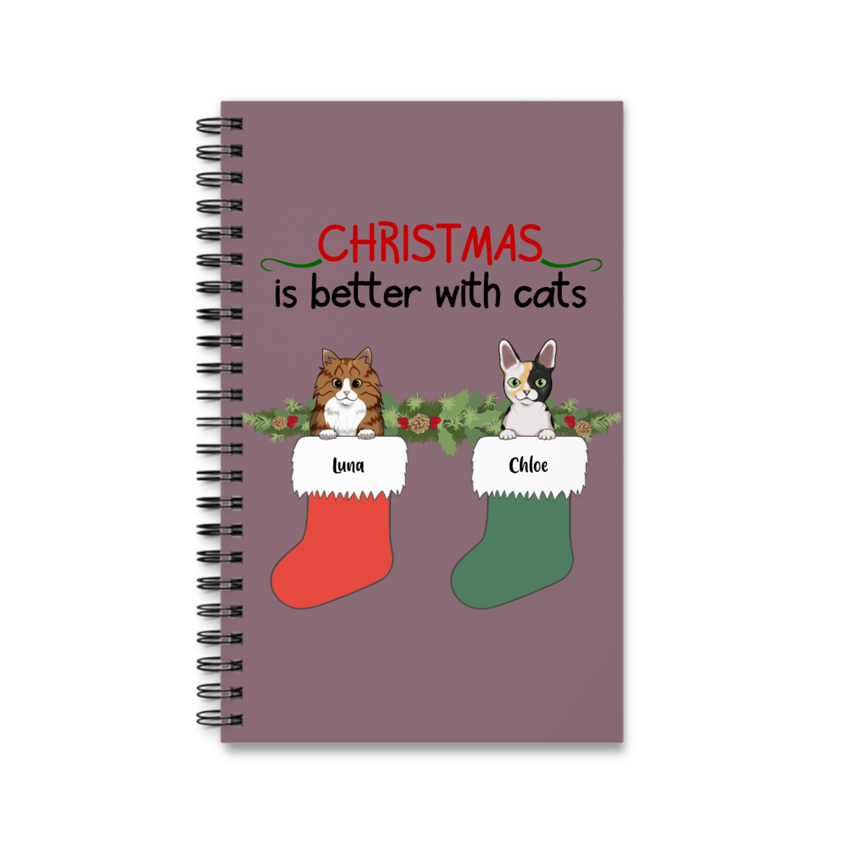 Weihnachten ist schöner mit Katzen Spiralnotizbuch