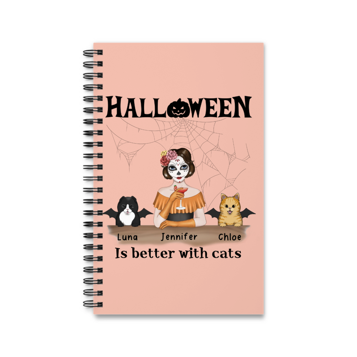 Halloween ist besser mit einem Katzen Spiralnotizbuch