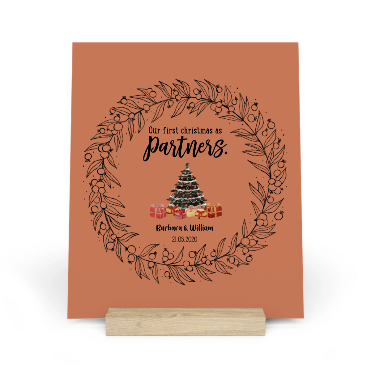 Unser erstes Weihnachten als Partner Galerietafel mit Ständer