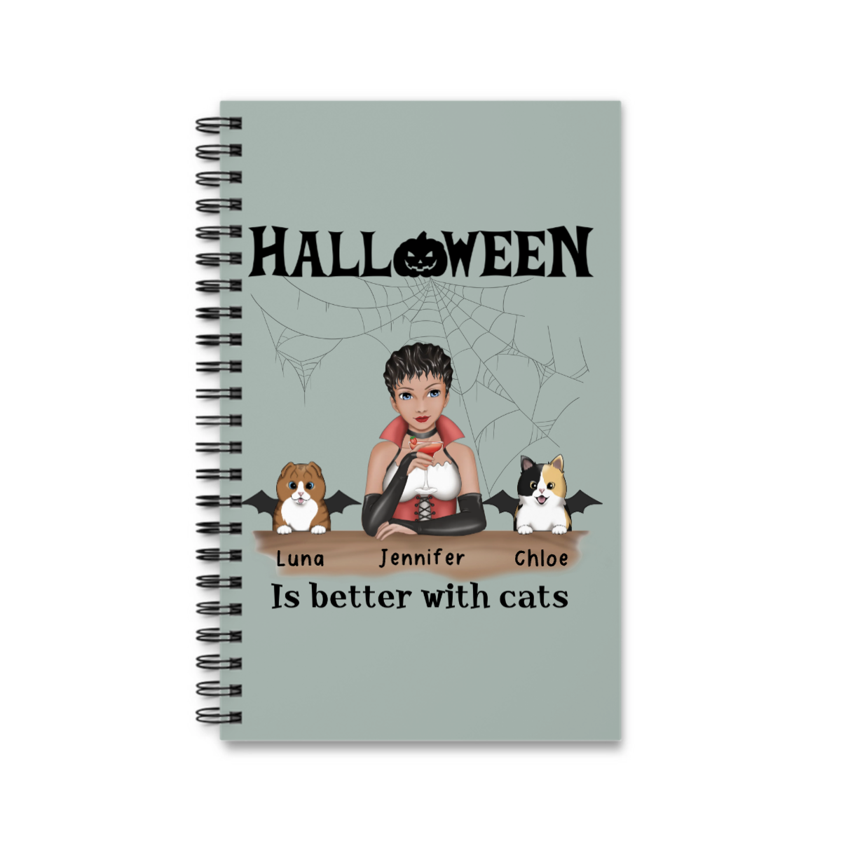 Halloween ist besser mit einem Katzen Spiralnotizbuch