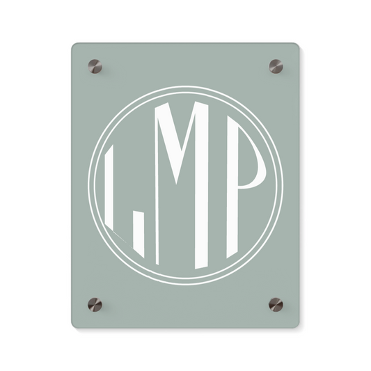 Kreisförmiges Monogramm Acryl Wandkunst Panel