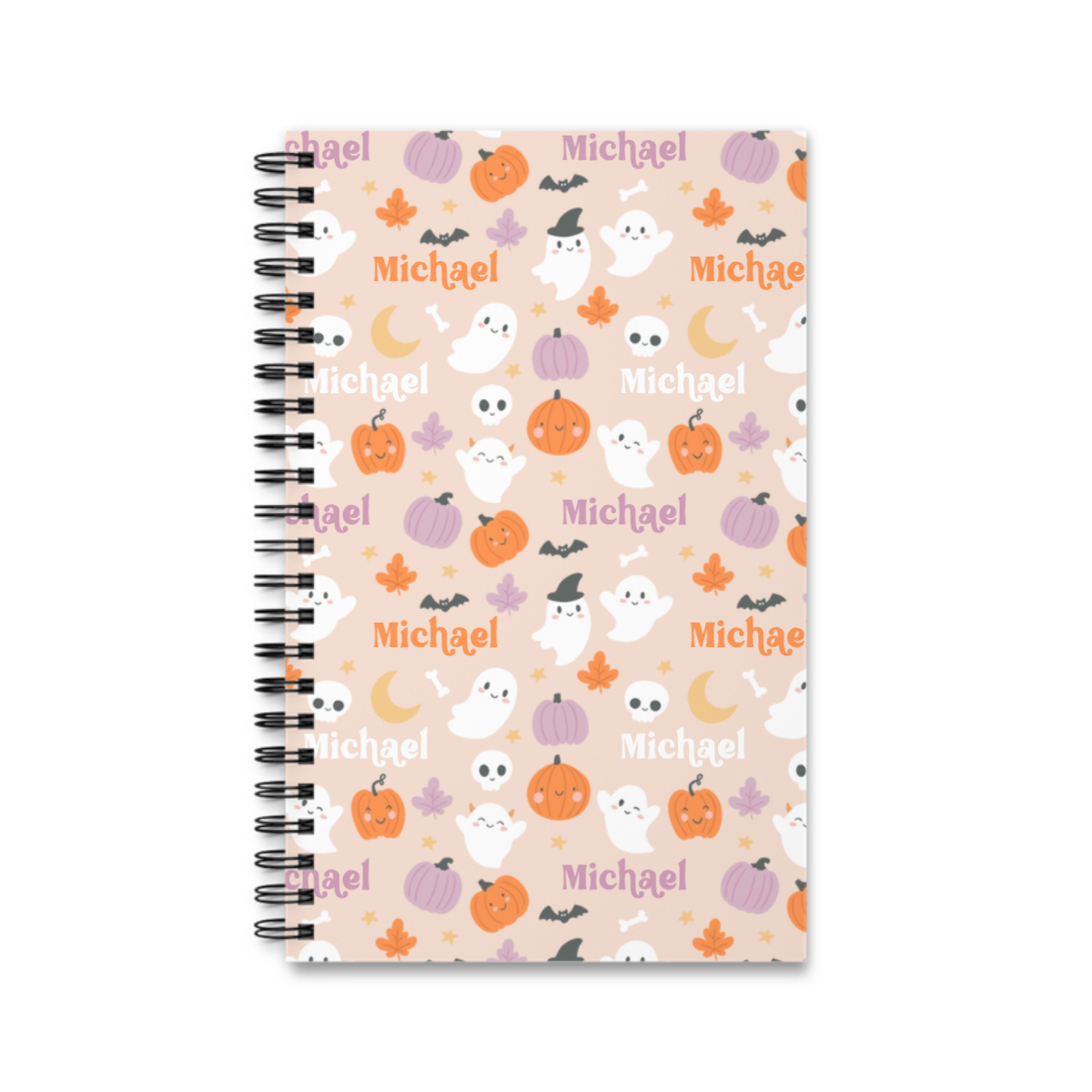 Namensmuster Halloween Spiralnotizbuch