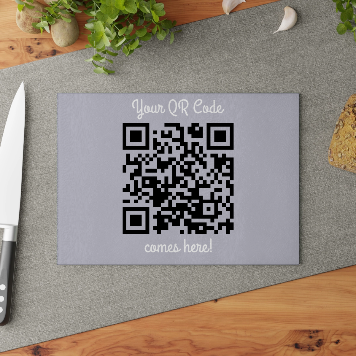 Dein QR Code Glasschneidebrett