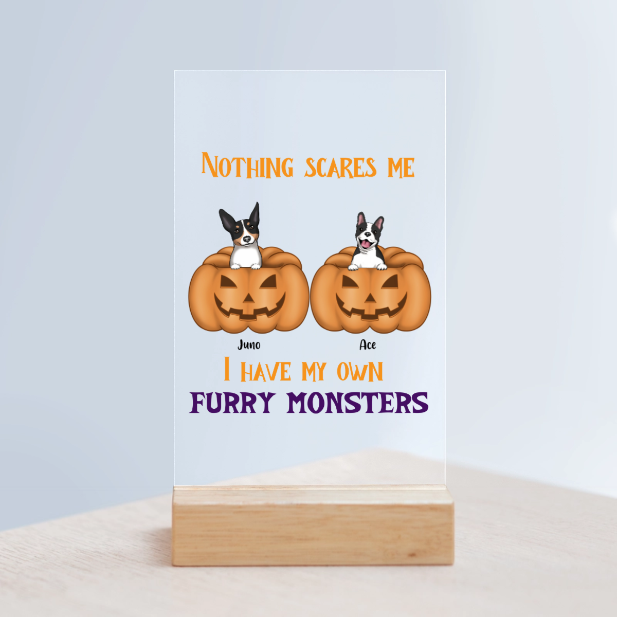 Nichts macht mir Angst Halloween Acrylschild mit Holzständer