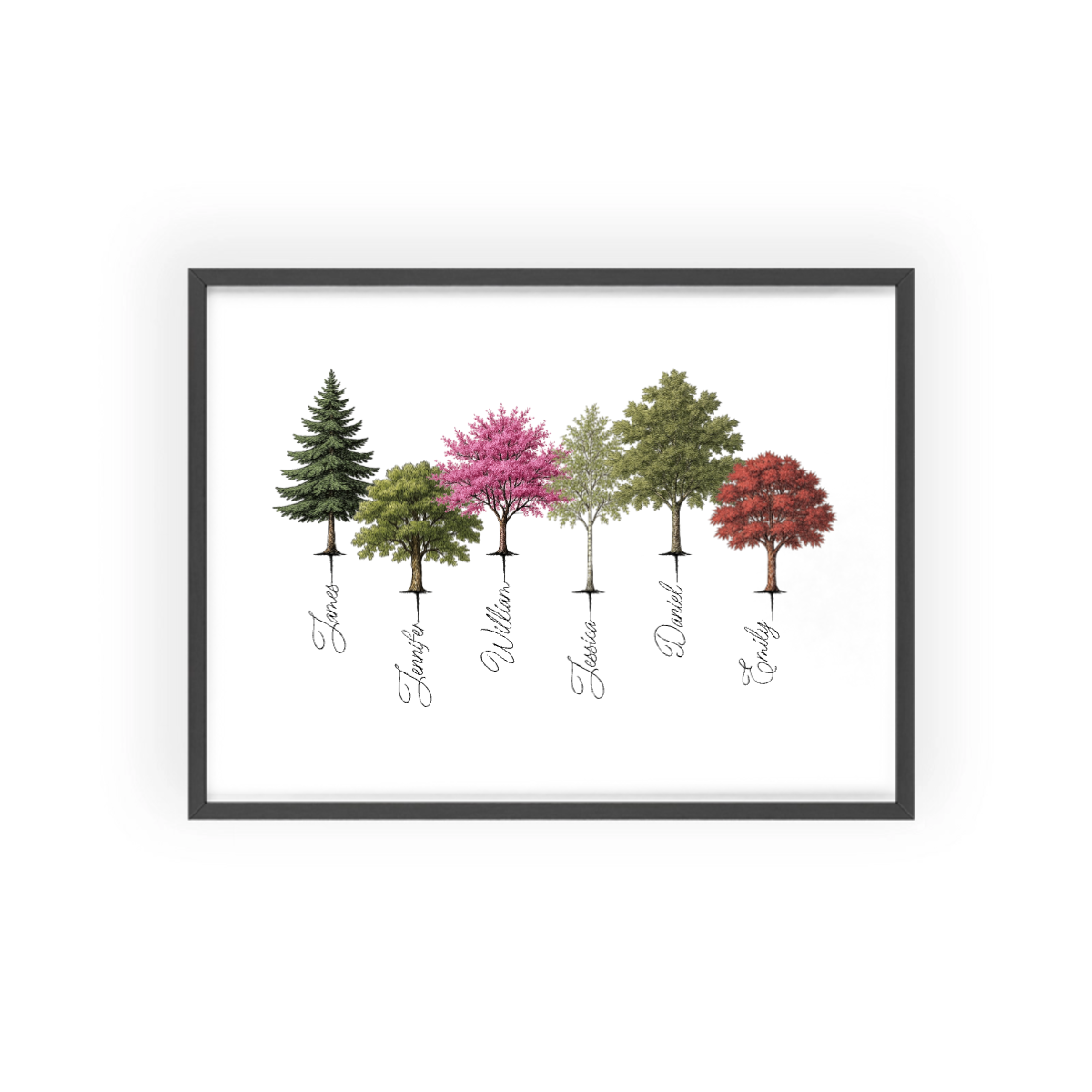 Personalisiertes Baumposter mit Holzrahmen