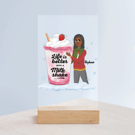 Weihnachtsleben ist besser mit einem Getränk Acrylschild mit Holzständer