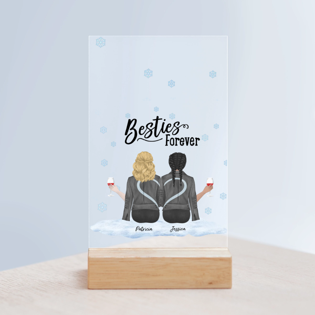 Besties Forever Weihnacht Acrylschild mit Holzständer