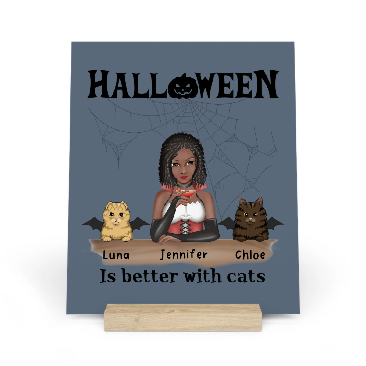 Halloween ist besser mit Katzen Galerietafel mit Ständer