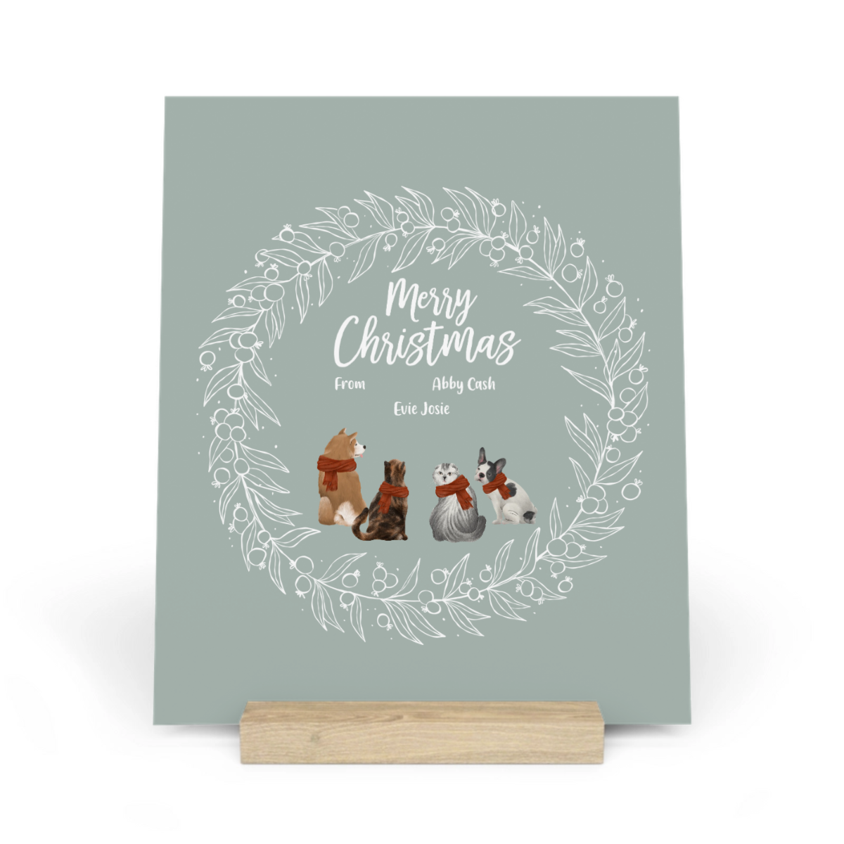 Frohe Haustier Weihnachten Galerietafel mit Ständer