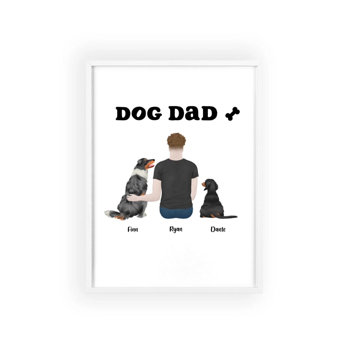 Hundepapa Poster mit Holzrahmen