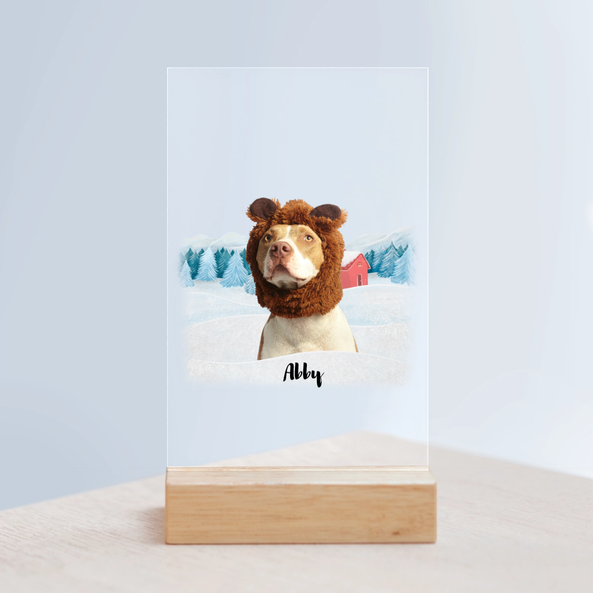 Weihnachten mit meinem Haustier Acrylschild mit Holzständer