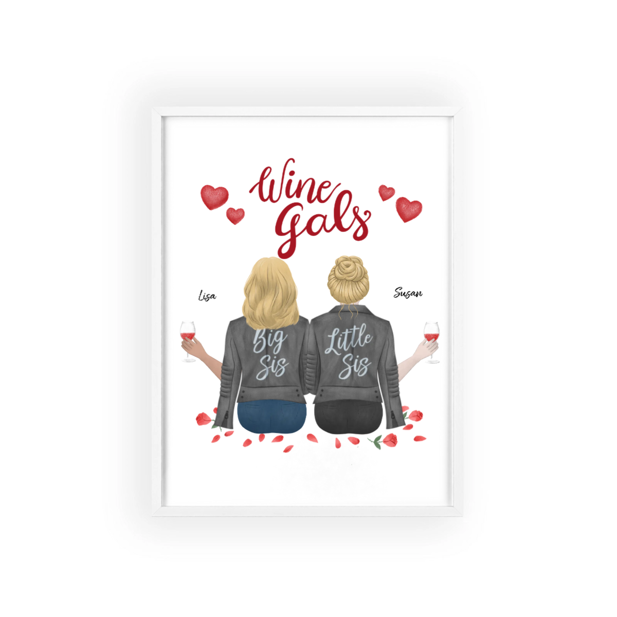 Wine Girls Poster mit Holzrahmen