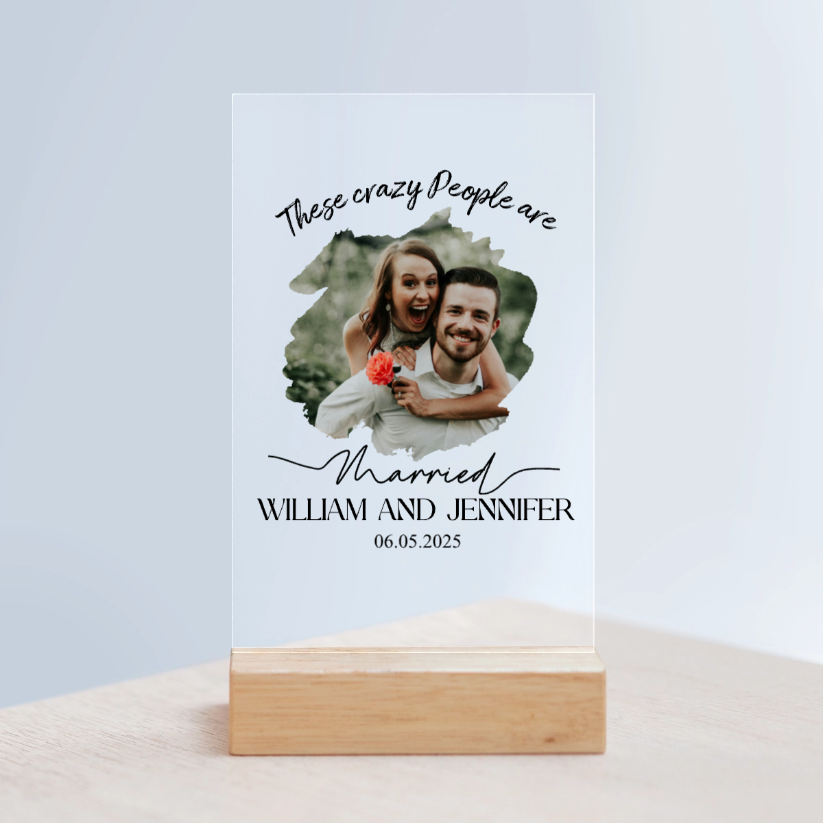 Verheiratet Acrylschild mit Holzständer