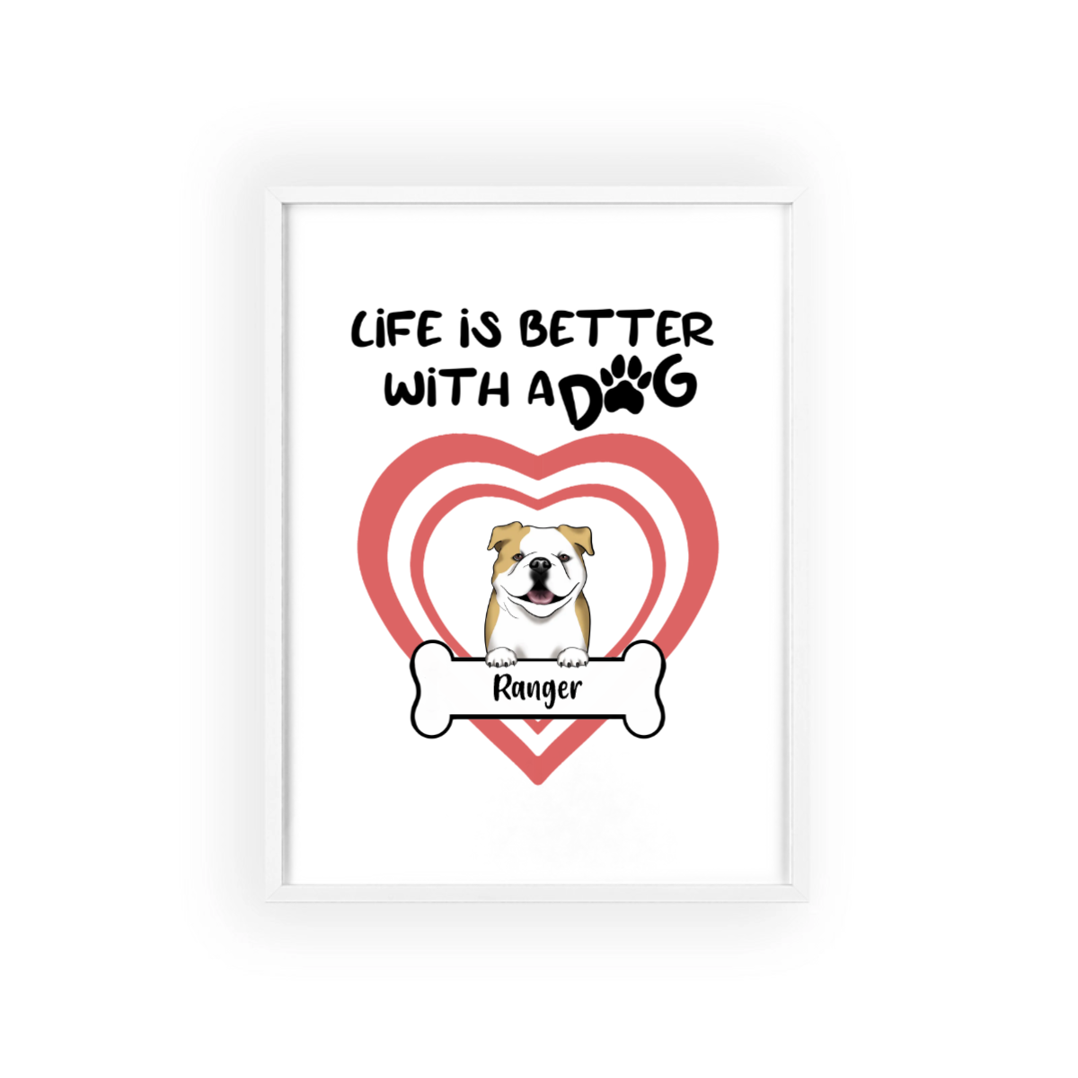 Das Leben ist besser mit Hunden Poster mit Holzrahmen