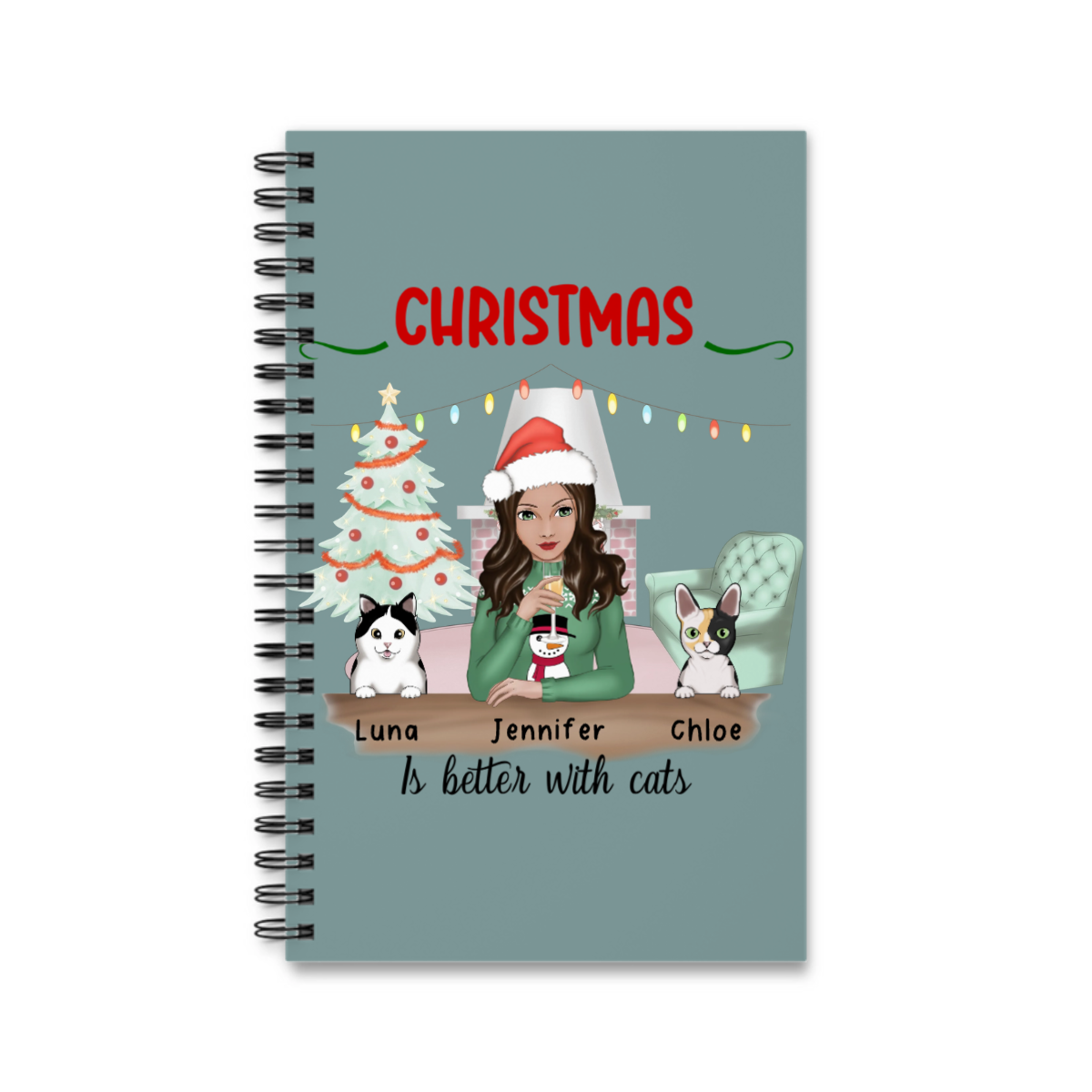 Weihnachten ist schöner mit Katzen Spiralnotizbuch