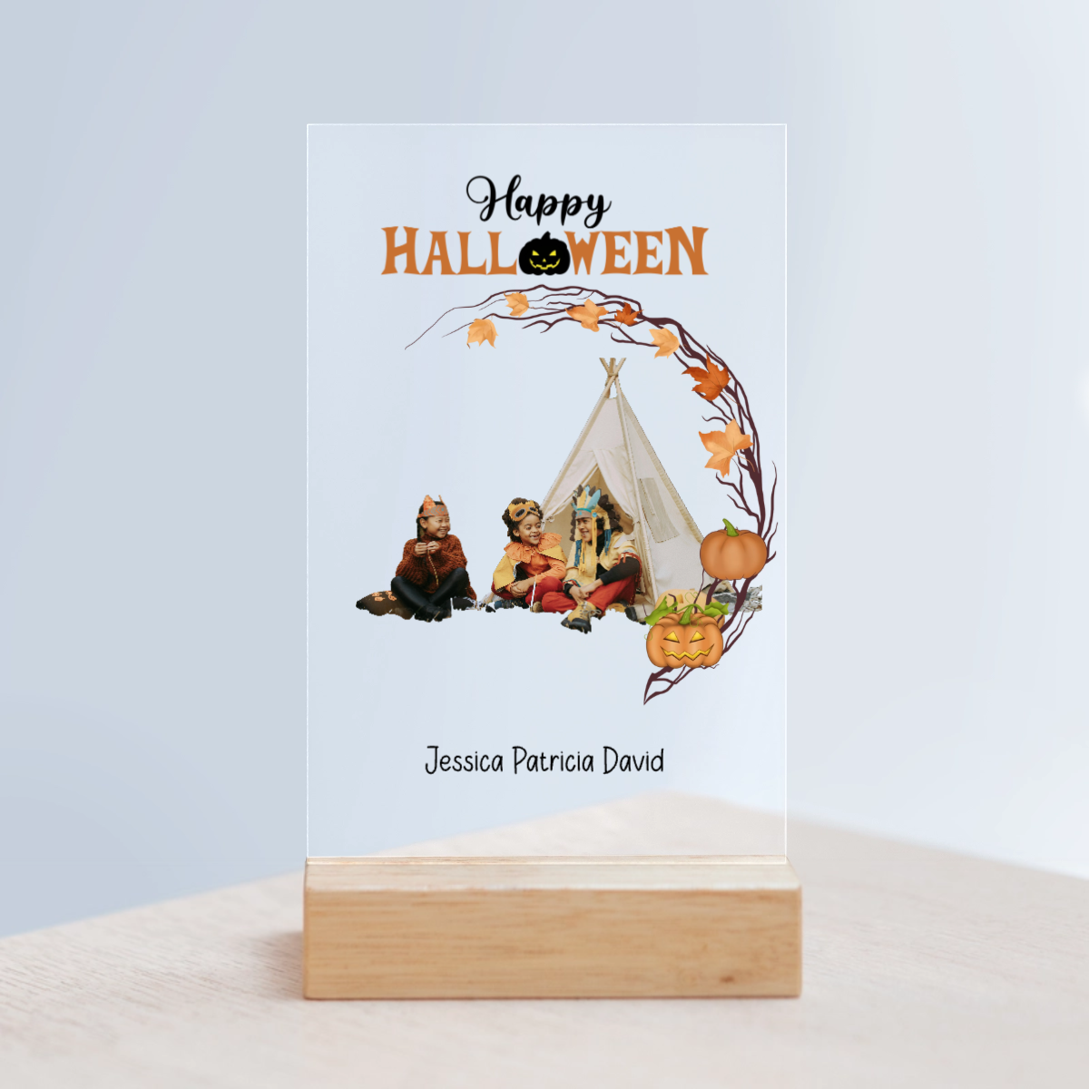 Fröhliches Halloween Acrylschild mit Holzständer
