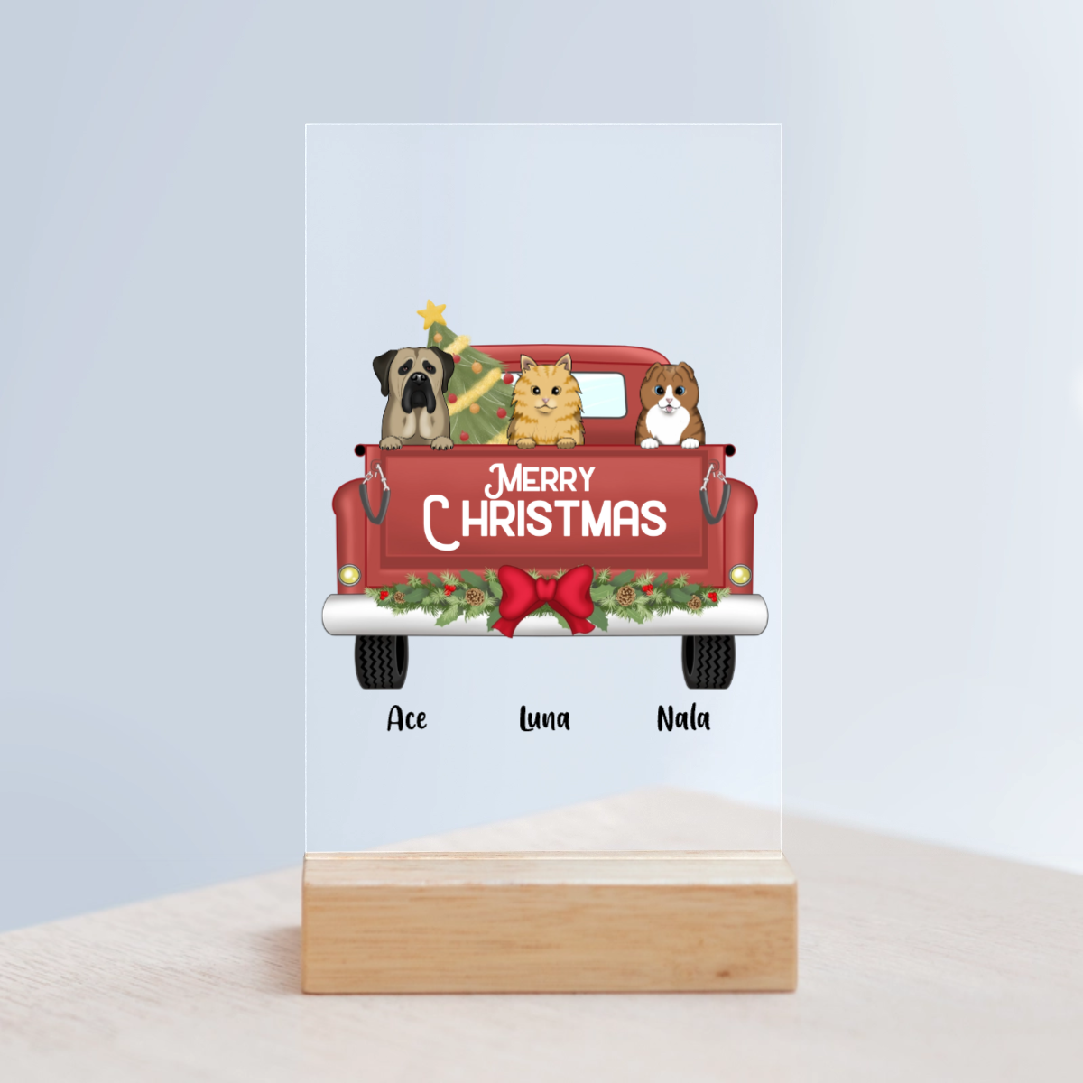 Frohe Weihnachten Acrylschild mit Holzständer