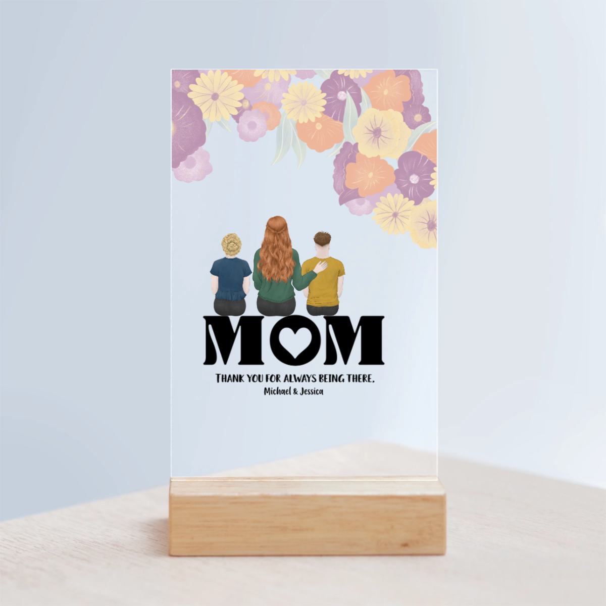 Mama, danke dass du da bist Acrylschild mit Holzständer