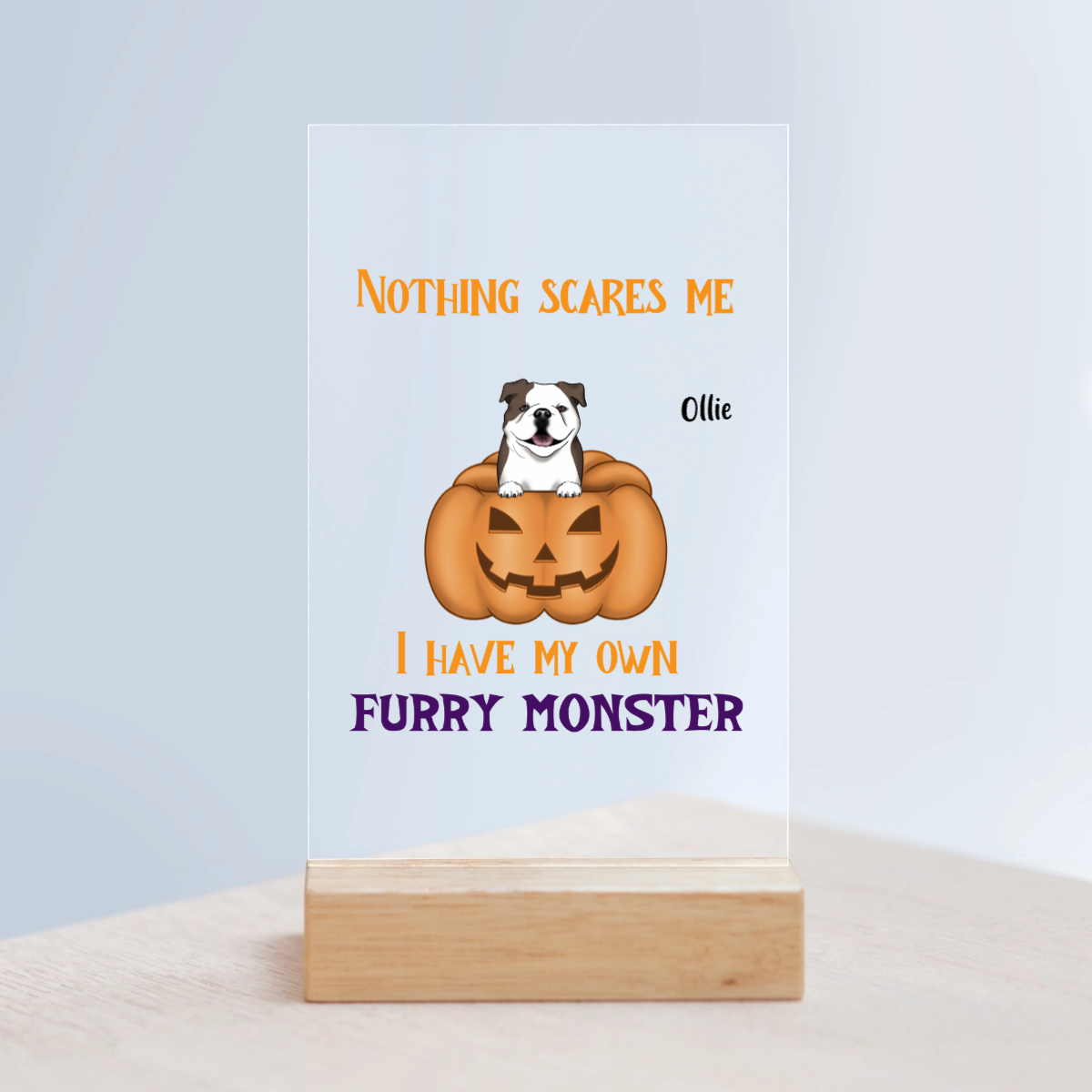 Nichts macht mir Angst Halloween Acrylschild mit Holzständer