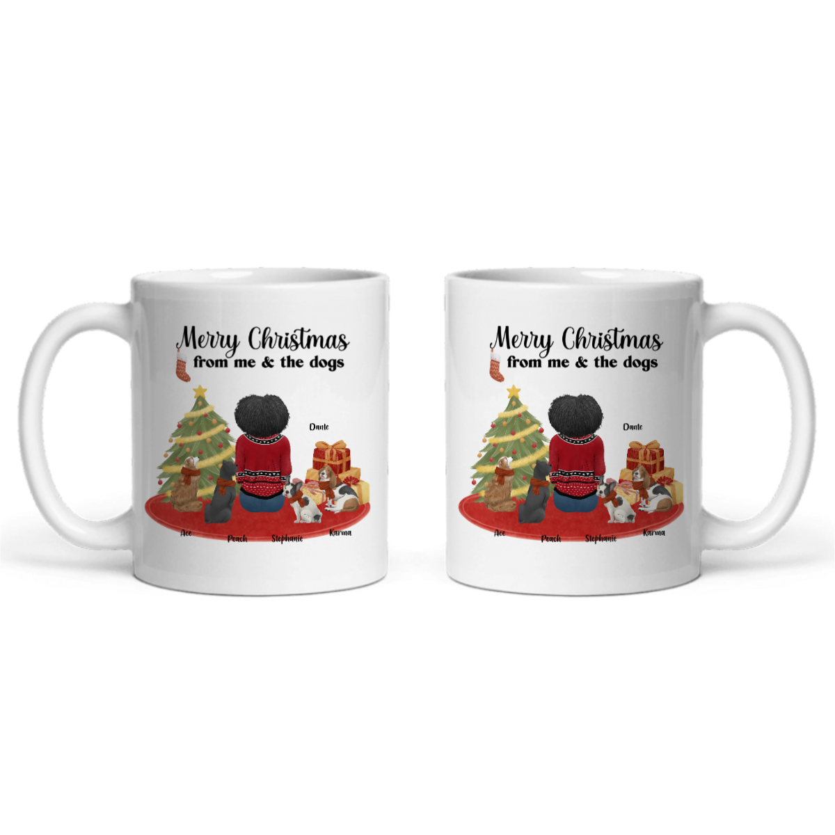 Frohe Weihnachten von mir und den Hunden Keramiktasse
